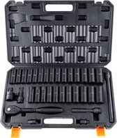 Bol.com 1/2-Inch Slagdoppenset 33-Delig Sae en metrisch 10–24 mm 6-Punts Cr-V-Gelegeerd Staal voor Autoreparaties Gemakkelijk Le... aanbieding
