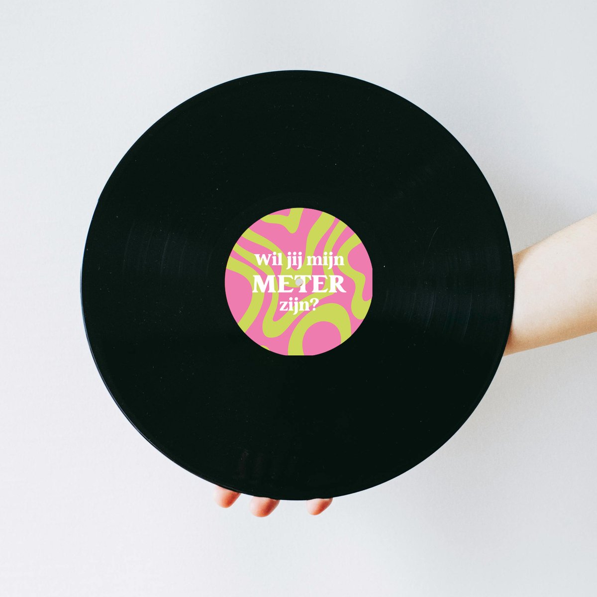 Vinylplaat - Lp - Vinyl plaat - Muziek cadeau - Meter vragen - Wil jij mijn meter zijn - Meter vragen cadeau - Groovy pink design