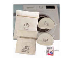 Organizer waszakken set 4 - delig- was net met pak kleurbeschermerdoek - waszak 4 soorten - Waszak bh - Waszak ondergoed- Waszak sokken - Waszak shirt blouse - Wasmachine zakjes - Laundry bag set- Home