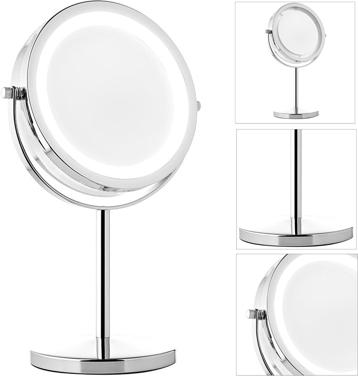 Make-upspiegel met 10x vergroting en LED verlichting - Draaibaar scheerspiegel voor perfecte precisie