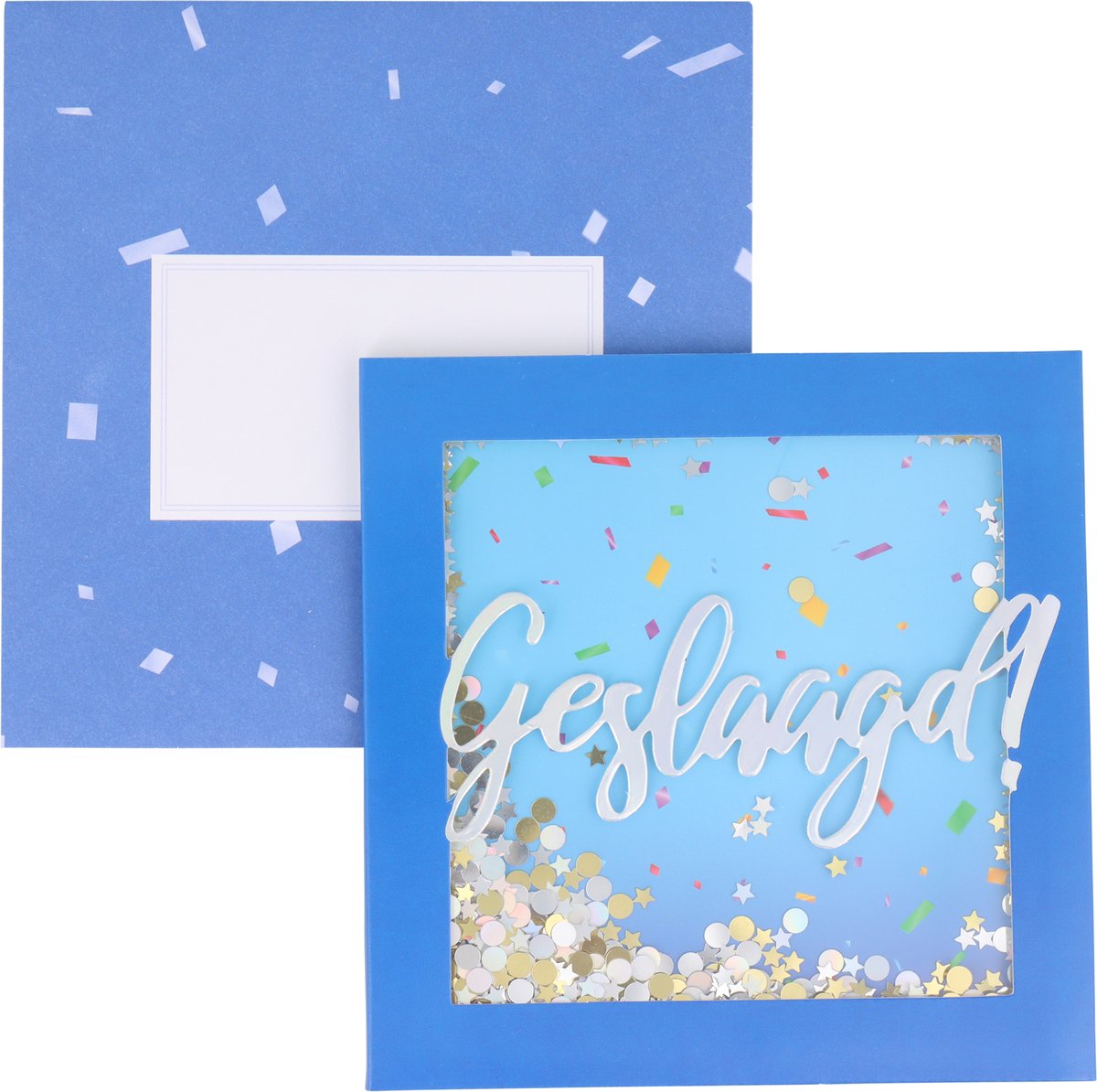 Wenskaart Geslaagd - ''Hoera geslaagd'' - Inclusief bijpassende enveloppe - Confetti - 15 x 15 cm