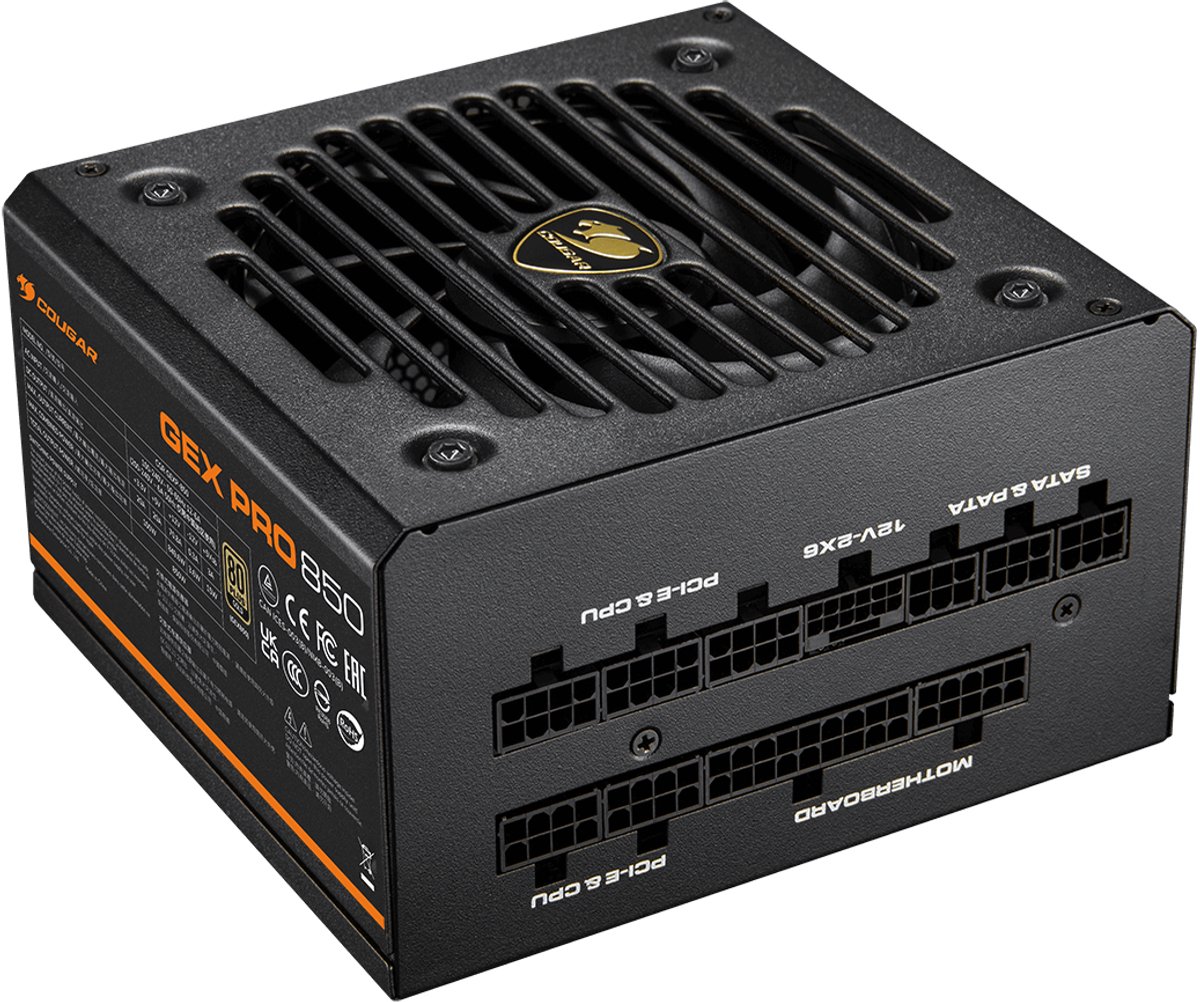 COUGAR Gaming 850W 80plus gold ATX3.1 PCI5.0 volledig modulaire voeding - Zwart