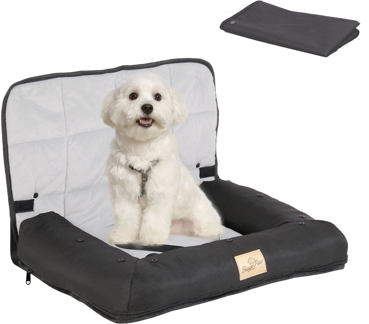BingoPaw Hondenautostoel voor Kleine Honden - Hondenstoel - Auto Achterbank en Voorbank - met Veiligheidsgordel - Waterdicht - Antislip - S - 58 x 38 x 34 cm