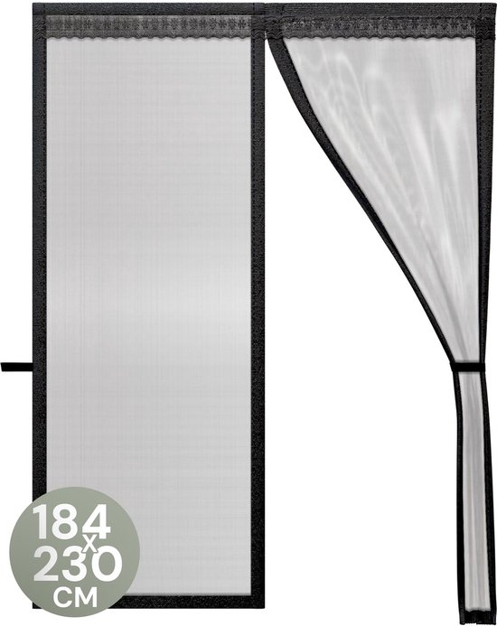 O'DADDY® Deurgordijn Deluxe FIBER - Magnetisch Vliegengordijn - Voor Nieuwbouw en Standaard Deuren - Eenvoudige Installatie - Deurhor Zwart - 184x230 cm