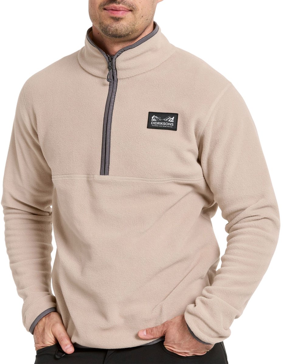 Didriksons Vito Half-Zip Fleece Sweater Heren Beige