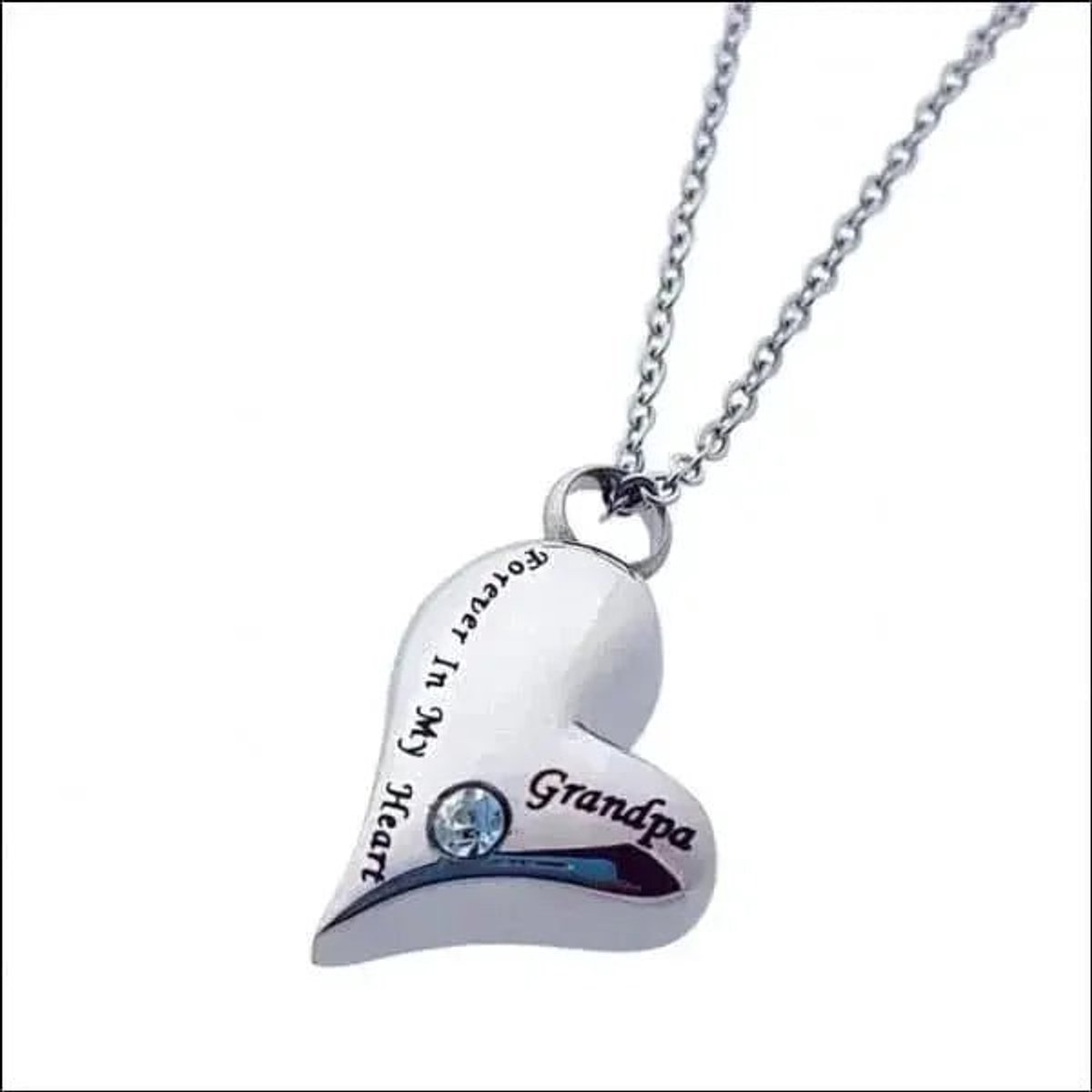 Aramat Jewels | Gedenkhangers | Stalen Ashanger Opa – Persoonlijk Gedenksieraad RVS Meerdere Modellen | Forever-in-my-heart-Zilverkleur-Zirkonia-3x2cm | |20mm | Staal | Volwassenen | Verkleurd niet