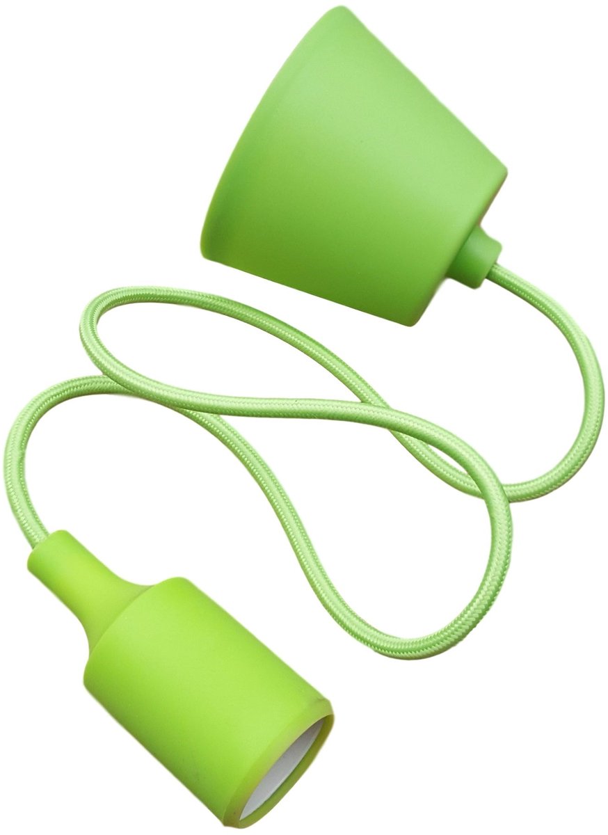 LED lamp DIY | pendel hanglamp - strijkijzer snoer | E27 siliconen fitting | appeltjes groen