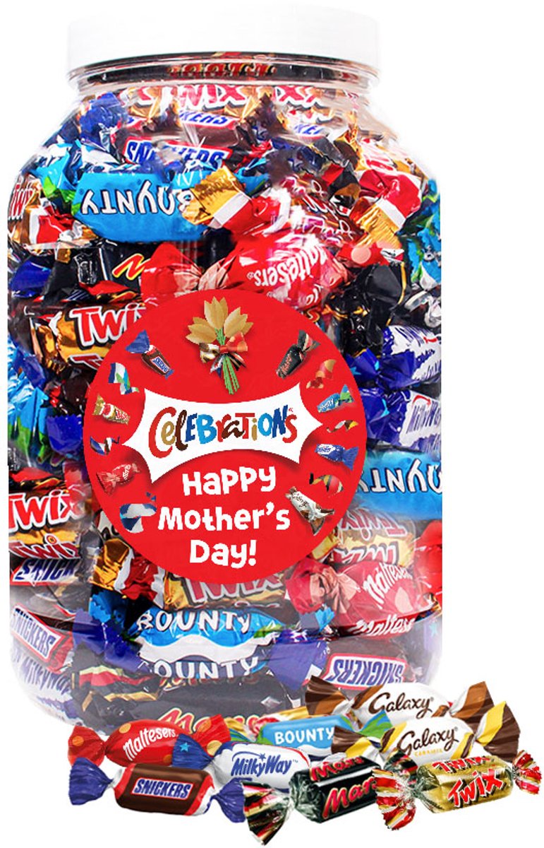 Mars Celebrations mega chocolademix "Happy Mother's Day!" - Moederdag cadeau - Mars, Snickers, Twix, Bounty, Galaxy, MilkyWay & Maltesers - 1200g