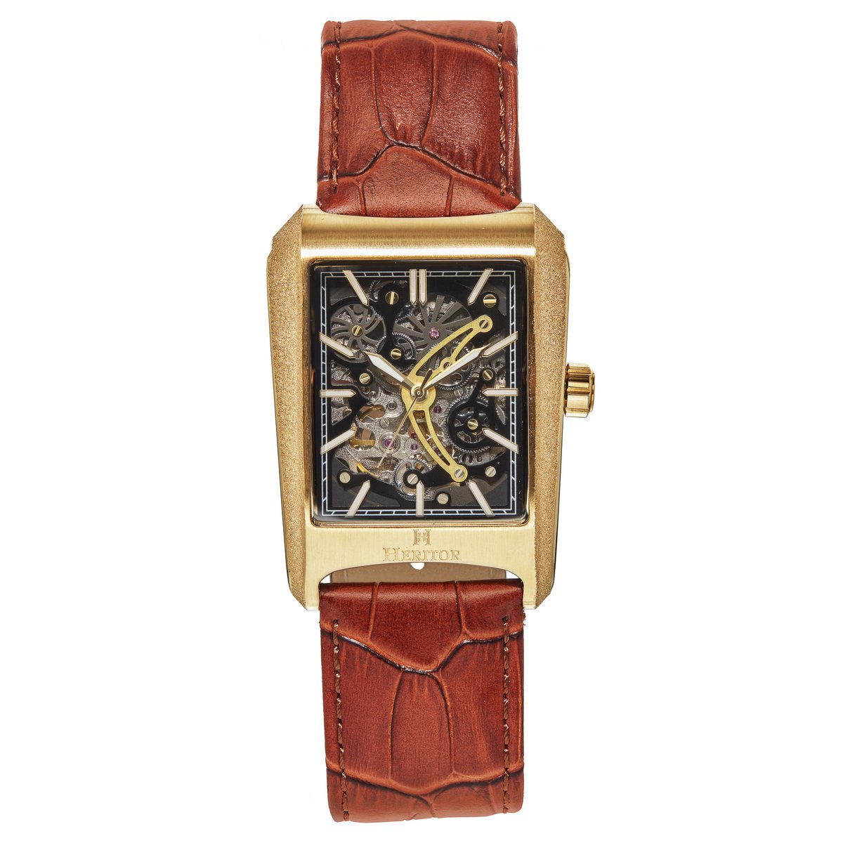Heritor Automatic Wyatt Skeleton Horloge - Goud-Bruin