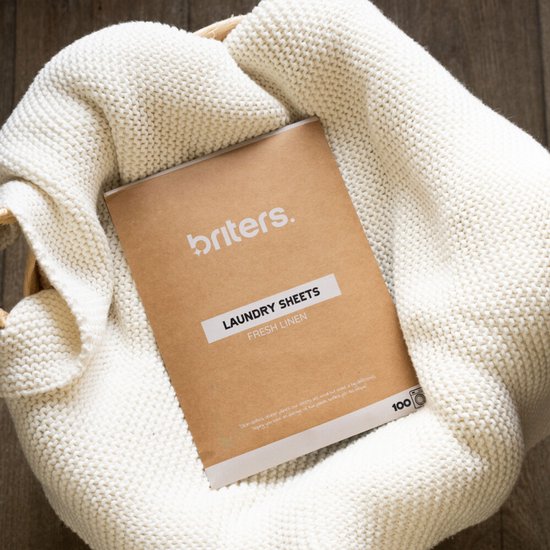 Briters Wasstrips - 100 wasbeurten - Ecologische Wasmiddeldoekjes - 100% plasticvrij - Fresh Linen - Eco Wasmiddel - Wash Sheets - Duurzaam wassen