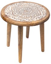 Table d'appoint en bois de manguier imprimé mandala