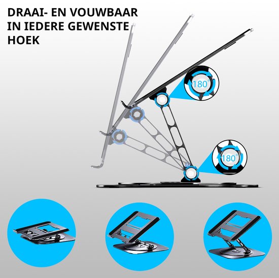 Villux Laptop Standaard Ergonomisch - Laptop Standaard Verstelbaar - Laptophouder - Laptopstandaard - Laptop Verhoger - Laptop Standaard Opvouwbaar - Inclusief Ebook - Inclusief Muismat