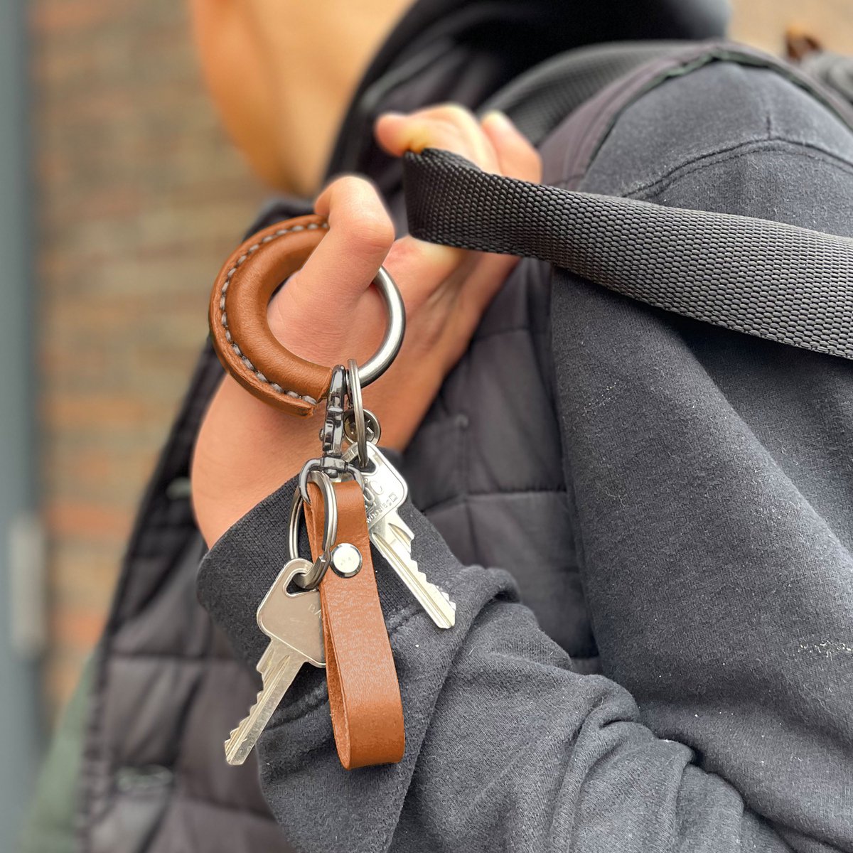 OX Originals - Gunmetal Collectie met lanyard - Sleutelhanger - Cognac