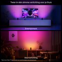 Deux exemples de Philips Hue Play wall washers créant un éclairage d'ambiance et de divertissement.