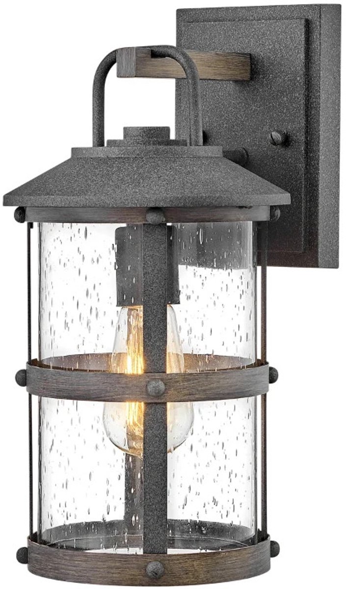 Hinkley LED Wand Buitenlamp Lakehouse | 1X E27 Max 60W | IP44 | Dimbaar | Aged Zinc with Driftwood Grey