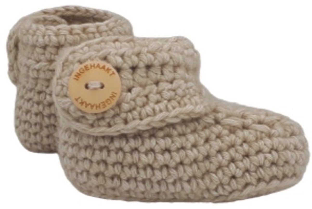 Ingehaakt baby boots naturel