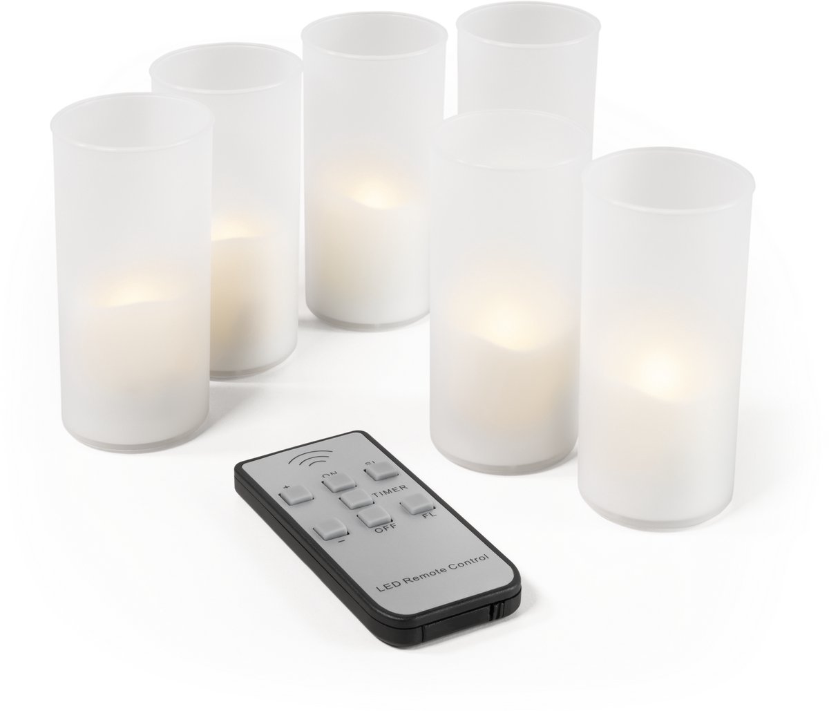 McShine LC - Oplaadbare LED-kaarsen met Afstandsbediening en Laadstation - Bewegende Vlam voor camping en tarras - Timer Functie - Set van 6