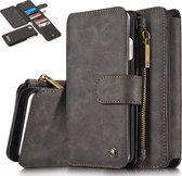 2 in 1 Leren Wallet + Case - iPhone 7/8/SE 2020 - Zwart - Caseme