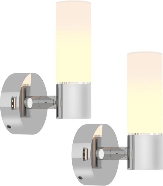 Led-leeslamp, wandlamp met schakelaar, USB type C laadaansluiting, 3 W, 3000 K 9 W, 6000 K, verlichting, wandleeslamp, draaibare bedlamp, lamp binnen, slaapkamer, hotels, bedlamp, wit