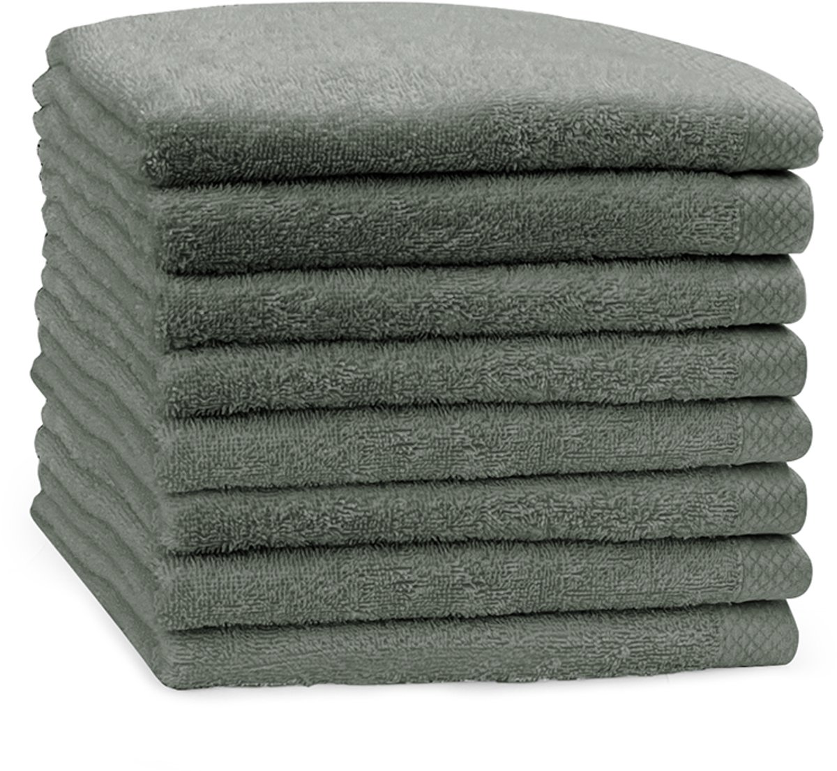 Eleganzzz Handdoeken Set - Set van 8 - Handdoek 50x100cm - 420 gr/m2 - 100% Katoen - olive green