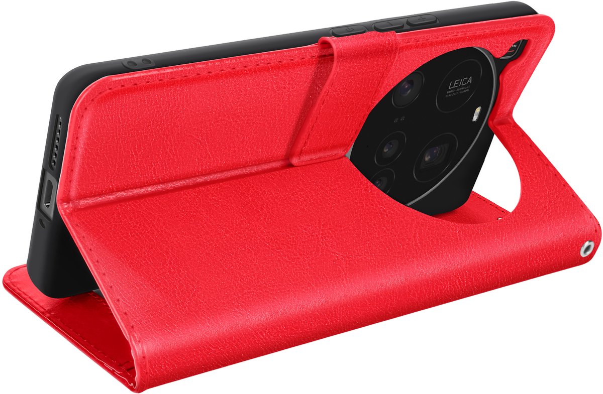 Mayaxess, Hoesje voor Xiaomi 15 Ultra Clamshell Wallet Stand, Rood