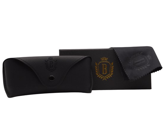 Bèlfort Glimmer Gold Zonnebril Wintersport - Heren - Ovaal - Gepolariseerd UV400 - Volledig Omrand Klassiek Design - Blauw / Grijs - Gestreept Panterprint- Normale Pasvorm - Vierkant / Ovaal Gezicht - Inclusief Luxe Opberg Case van Merkloos — afbeelding 4