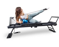 Pilates Reformer van Mewave© – Professioneel Fitnessapparaat voor Thuis & Studio – Inklapbaar & Verstelbaar – Yoga bank board pilates sokken – Zwart