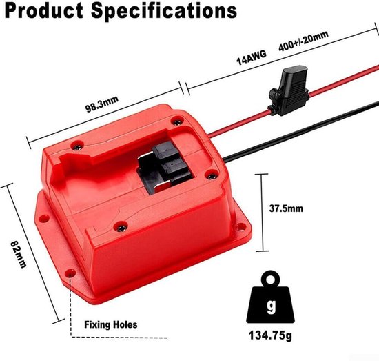 Geschikt voor Batterijadapter compatibel met 18V-dockingstation, batterij-gereedschapsadapter compatibel met DC-batterijuitgang van Merkloos	 — afbeelding 2