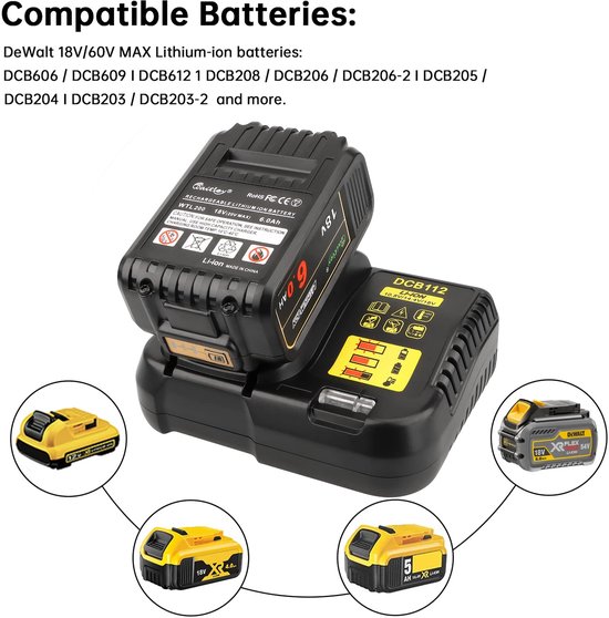 Geschikt voor 10,8V -18V Li-ION acculader voor DeWalt DCB112 DCB115 XR Multi Voltage van DeWalt — afbeelding 5
