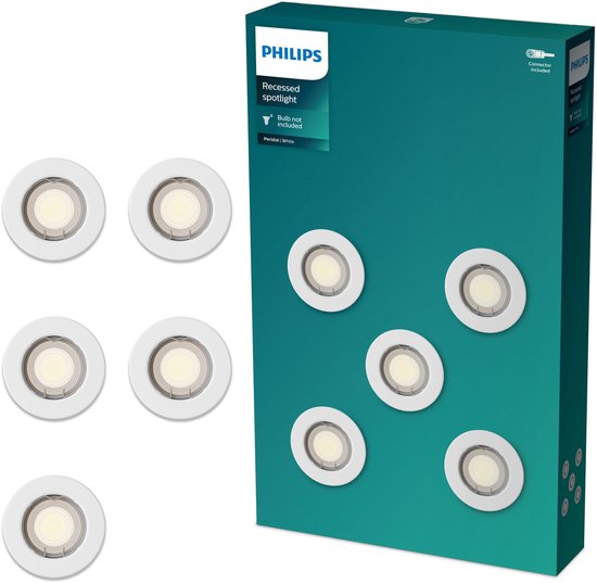 Philips Peridot inbouwspot - GU10 fitting - Wit - Rond - Vaste kop - 5-pack
