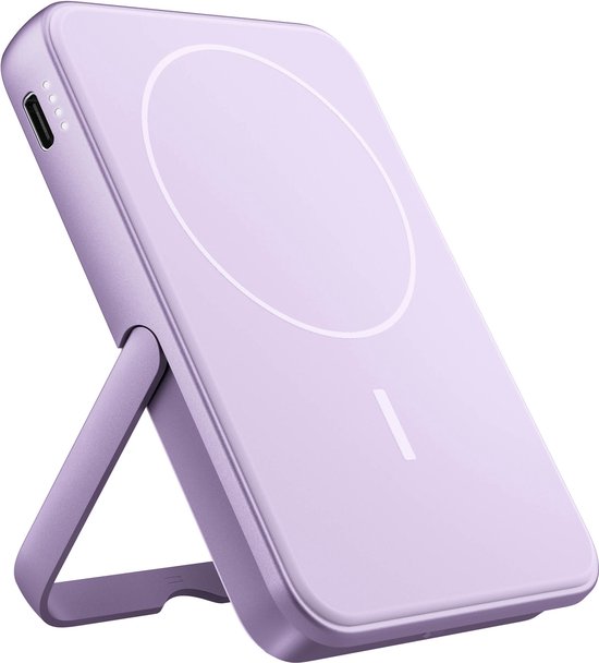 Magnetic Wireless Powerbank 5000 mAh draadloos opladen iPhone 12+ MagSafe USB-C 20W PD Dreamy Lilac