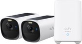 eufy Security eufyCam E40 2-Cam Set (HomeBase 2), draadloze outdoor beveiligingscamera met zonne-energie, 2K-resolutie met ingebouwd zonnepaneel, MaxColor nachtzicht, uitbreidbare lokale opslag, geen maandelijkse kosten