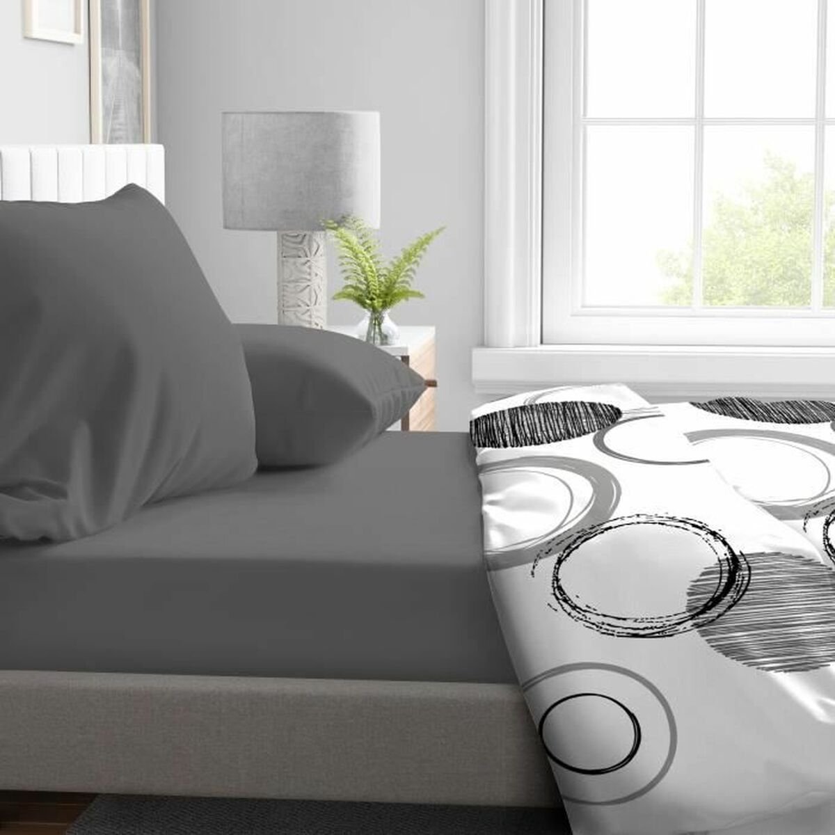 Verstelbaar onderlaken HOME LINGE PASSION HP71774 Grijs Antraciet 180 x 200 + 30 cm