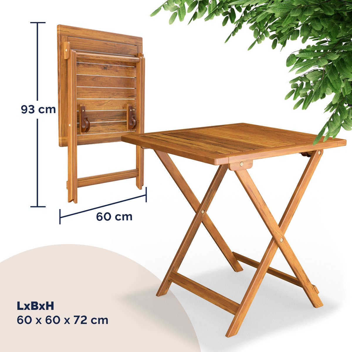 Casaria Tuinset – 1 Tafel 2 Stoelen Acaciahout Inklapbaar – Bruin – foto 8