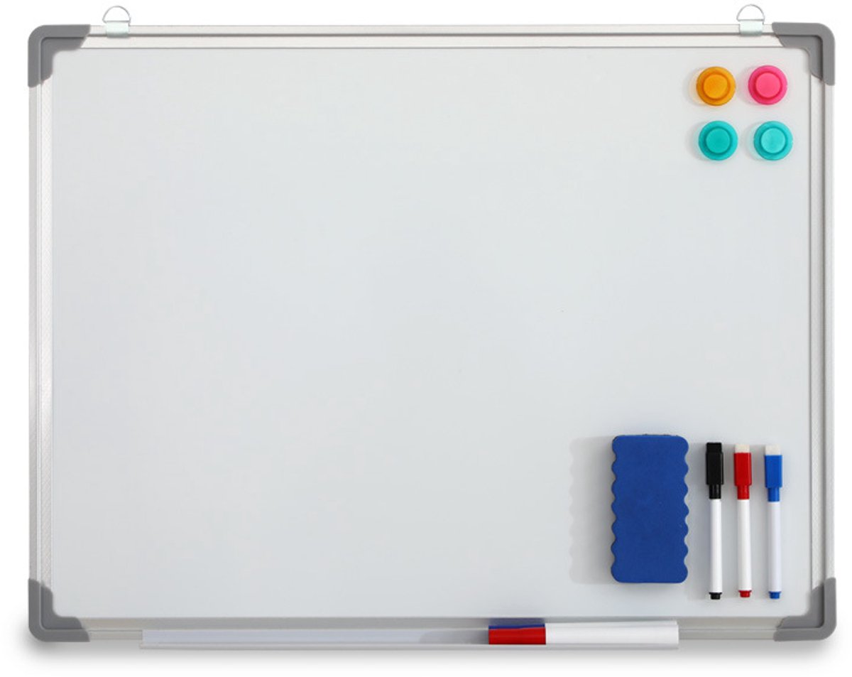 24Supply Whiteboard 60x90cm - Magnetisch Met Markers Magneten & Wisser
