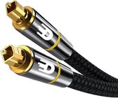 Drivv. Câble Optique Toslink Premium Nylon - Câble Audio Optique - Male à Male - 2 mètres - Zwart