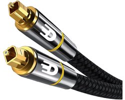 Drivv. Premium Toslink Optische Kabel Nylon - Optische Audiokabel - Optical Audio Kabel - Male to Male - 2 meter - Zwart
