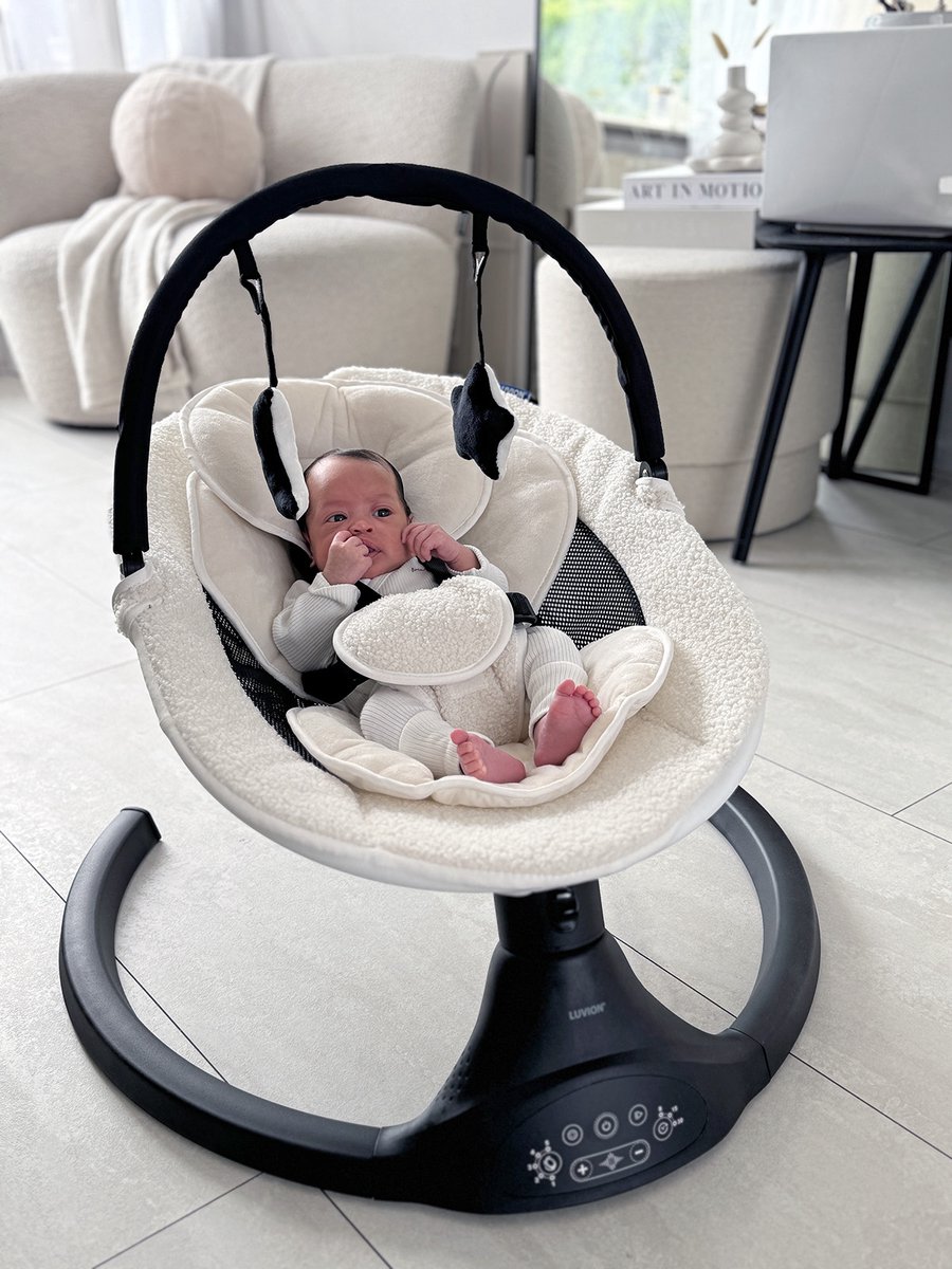 LUVION® Babyswing met Extra Tweede Wipstoelhoes - Elektrische Babyschommel - Automatische Wipstoel voor je Baby - Extra uitneembare wasbare swing hoes — afbeelding 5