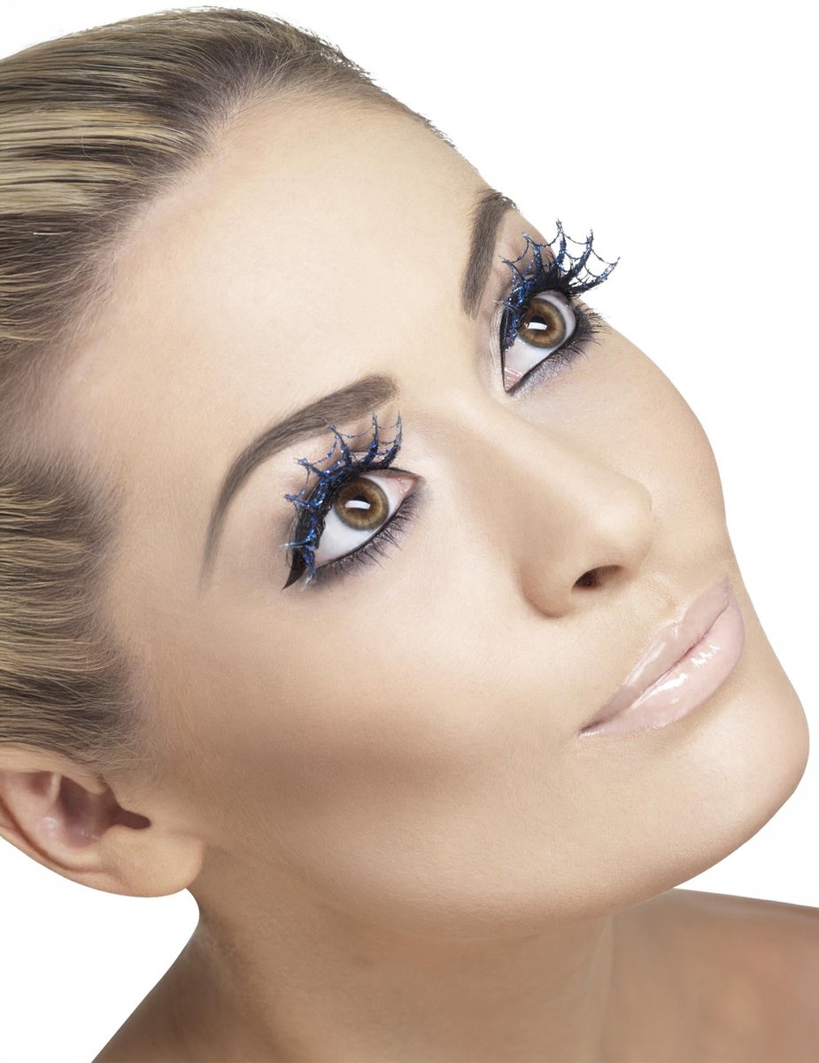 Goedkoopste Spinnenweb nepwimpers - Blauwe glitter