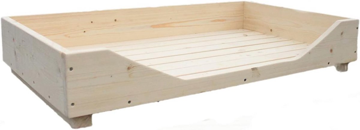 Houten Hondenbed voor Kleine tot Grote Honden - 60-110 x 40-60 cm - Natuurlijke Kleur - Geschikt als Kattenbed