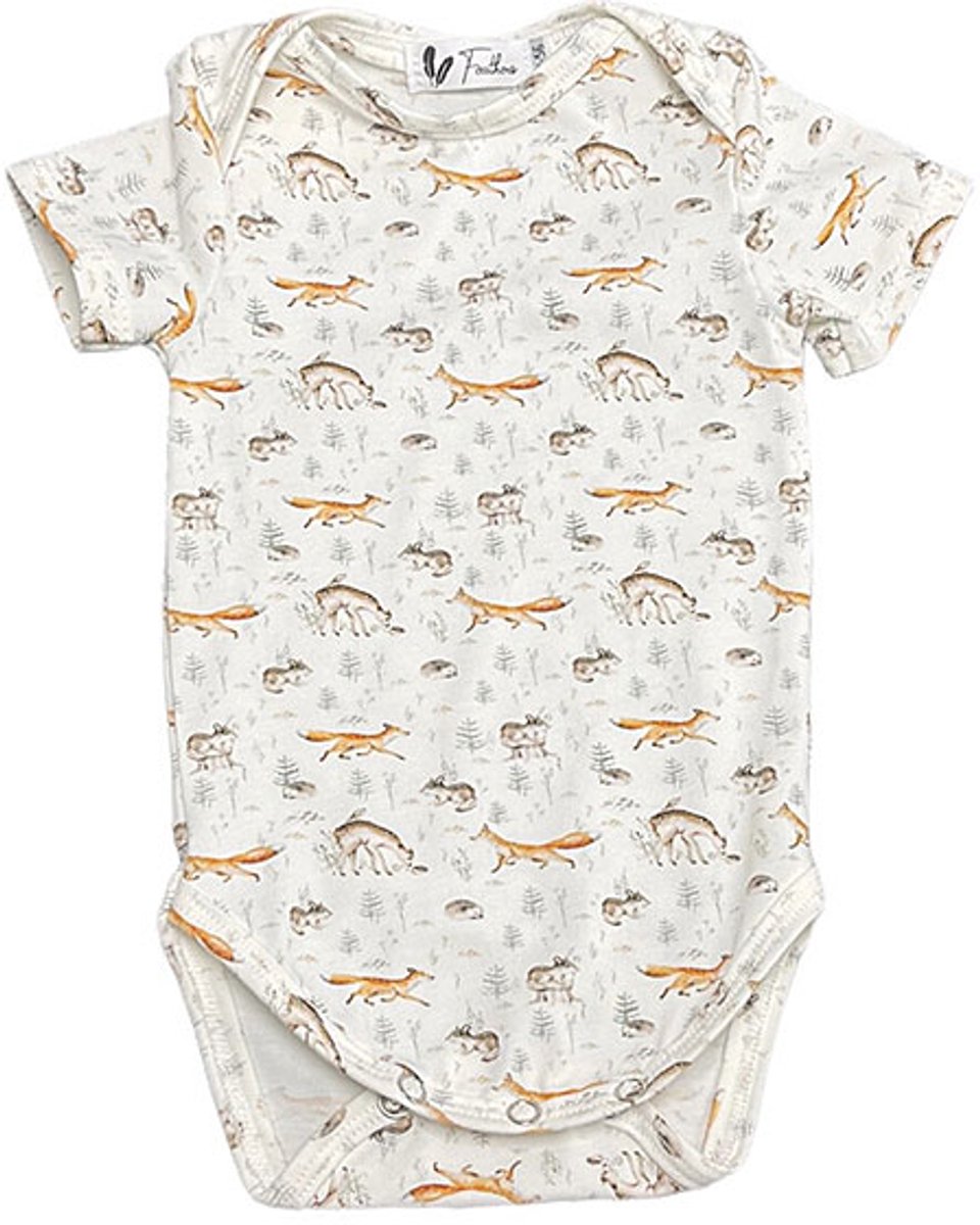 Romper korte mouw Little Deer - Crème - Feathers - Maat 50/56