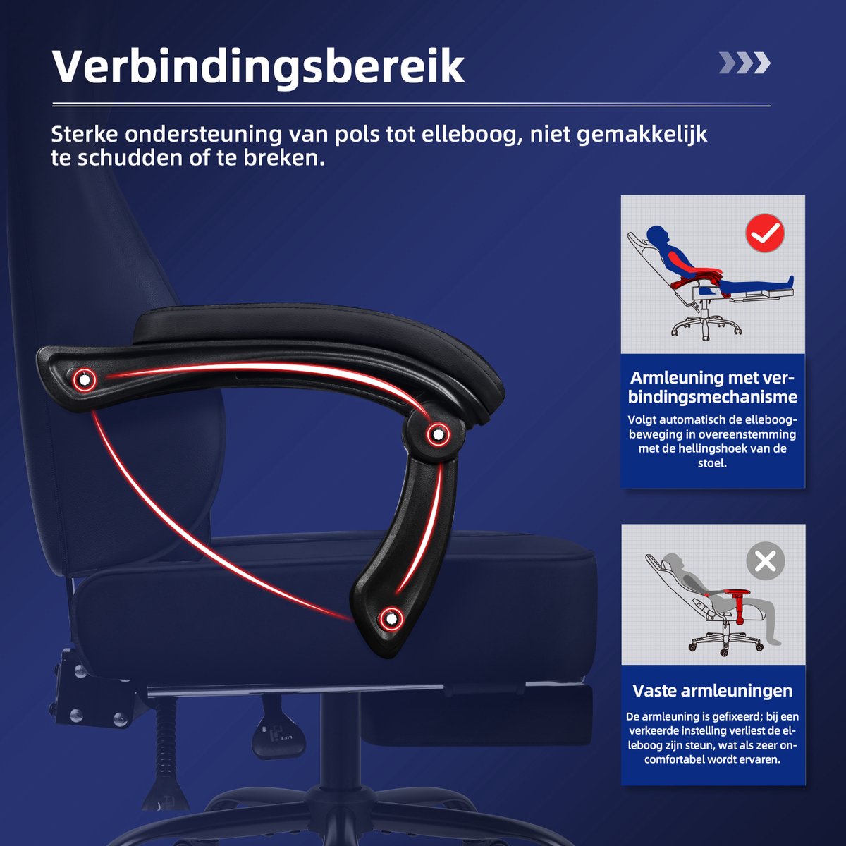 Afbeelding 2 van Hiaonyx Gaming Stoel - 170° Verstelbare Rugleuning - Inklapbare Voetsteun - Met stille wielen - Zwart