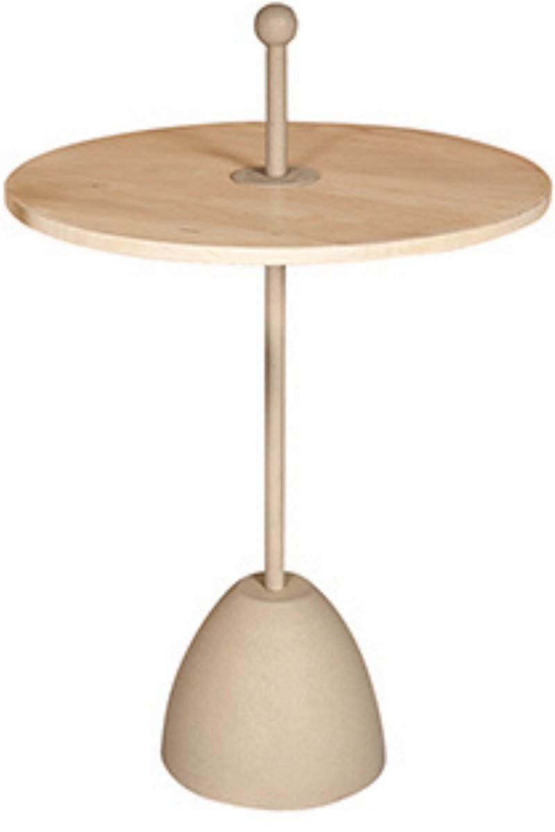 by Mooss - Bijzettafel - Rond - Naturel - Ivory - Handvat - Ø 50 - Hout - Metaal - Trendy