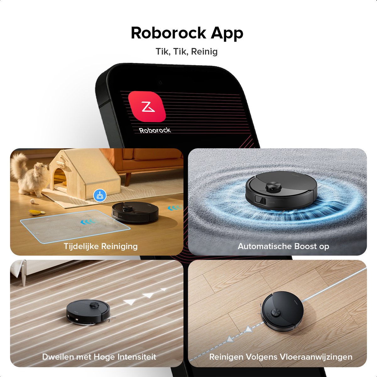 Roborock Q10 S5 Robotstofzuiger– 10000 Pa Zuigkracht–Dubbele Anti-klitfunctie–VibraRise 2.0-Systeem– 8 mm Dweillift– PreciSense LiDAR-navigatie–Obstakelvermijding– APP–Zwart — afbeelding 5