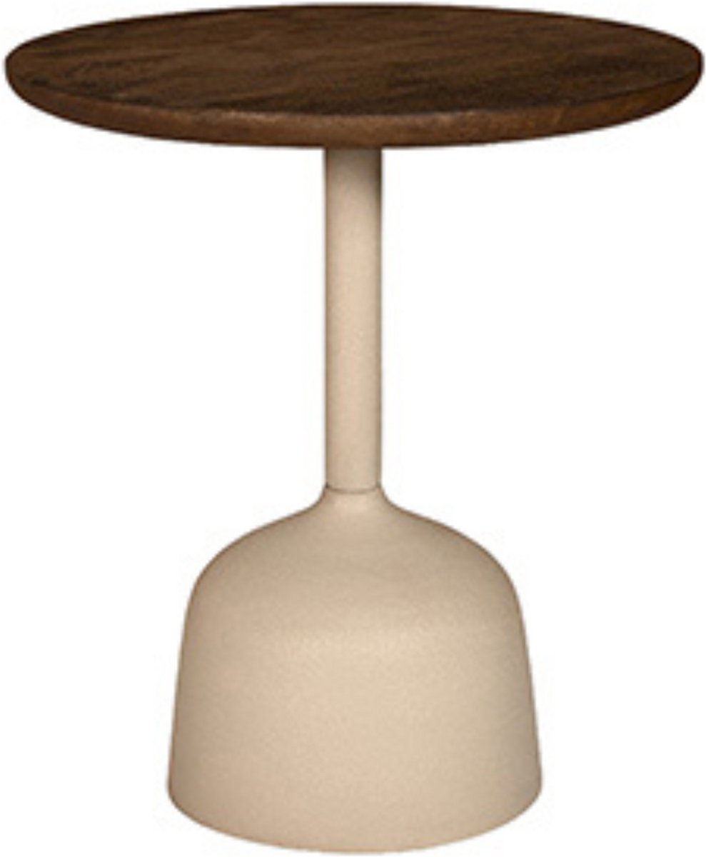 by Mooss - Bijzettafel - Salontafel - Oil Antique - Ivory - Ø 40 - Hout - Metaal - Trendy
