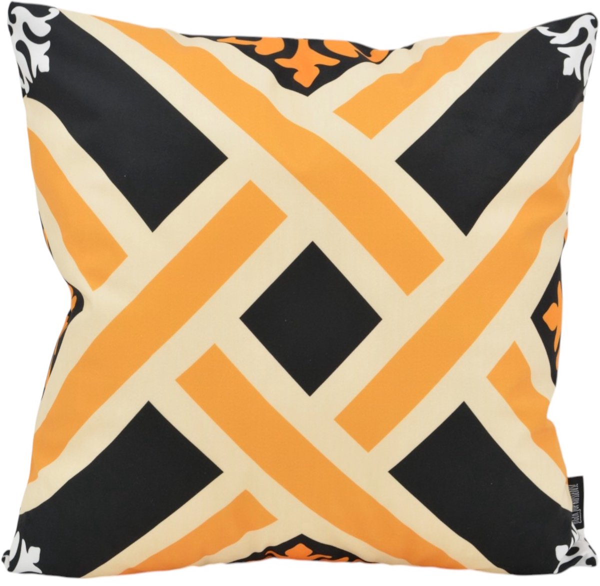 Gek op Kussens! Ornament Tile #4 Kussenhoes | 45 x 45 cm | Katoen/Polyester zwart/geel