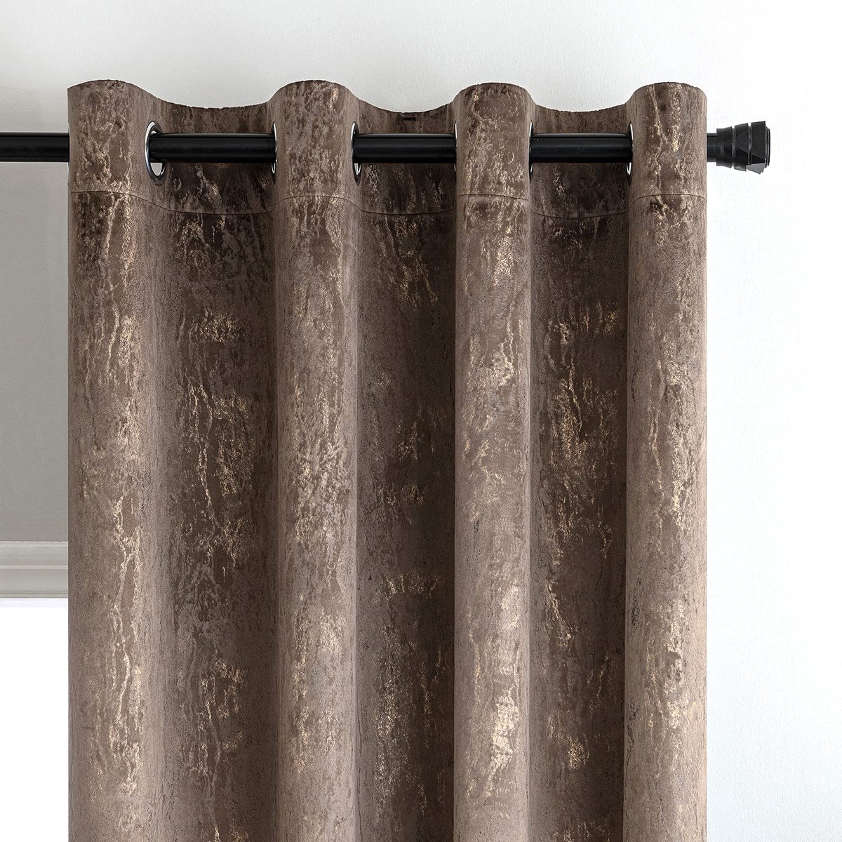 Ibenzoa® Gouden Fluwelen Gordijnen met Ingestanste Ringen voor Slaap- en Woonkamer - Set van 2