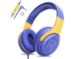 StayPowered Kinderheadset - Veilige, Comfortabele en Duurzame Hoofdtelefoon met Volumebegrenzing! - Compact Design - Hoogwaardige Geluid - HD Microfoon - Ingebouwde Volumebegrenzer - Opvouwbaar - Paars/Geel - Levering Sneller dan Aangegeven!