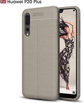 Huawei P20 Pro hoesje, gel case leder look, grijs - GSM Hoesje / Telefoonhoesje Geschikt Voor: Huawei P20 Pro
