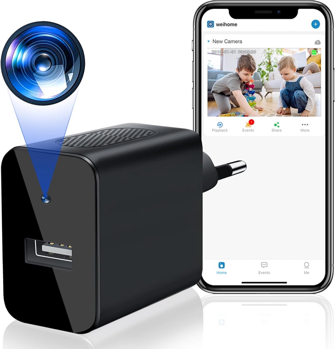 Verborgen Wifi-camera 1080p HD Draadloos - Mini Spionagecamera met Bewegingsdetectie en App